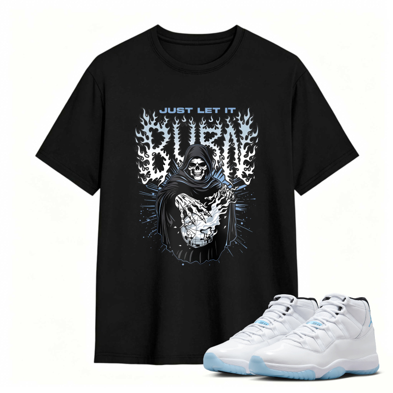 Grim Reaper With Skull And Wings Design Shirt To Match Air Jordan 11 White Legend Blue - Sneaker Match Shirt