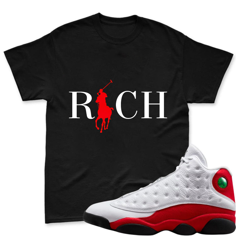 Roch Horse Logo Shirt To Match Air Jordan 13 Chicago Sneaker Match Shirt