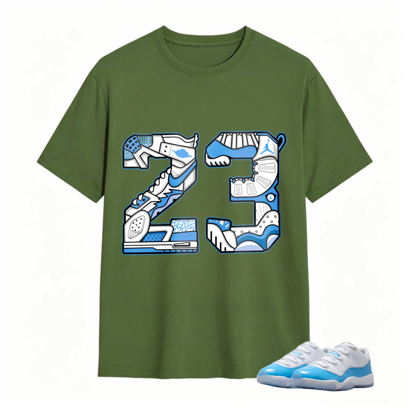 Number 23 With Jordan 11 University Blue Sneaker Design Shirt To Match Jordan 11 University Blue - Sneaker Match Shirt