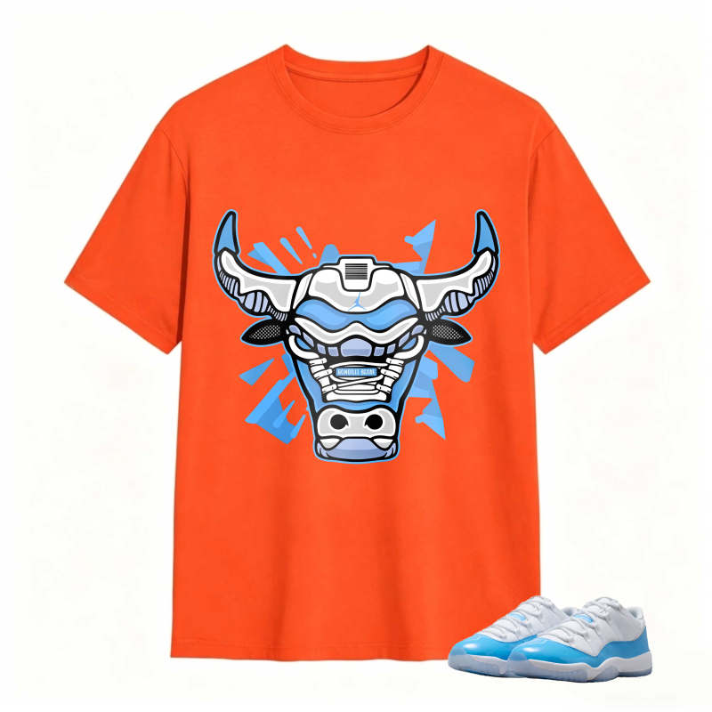 Bull Head With Blue And White Design Shirt To Match Jordan 11 University Blue Sneaker Match Shirt