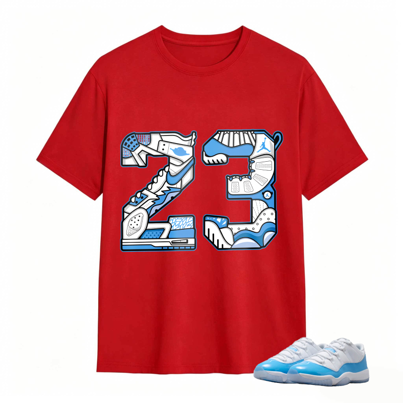 Number 23 With Jordan 11 University Blue Sneaker Design Shirt To Match Jordan 11 University Blue - Sneaker Match Shirt