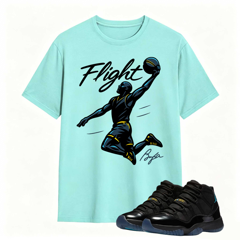 Flight Basketball Shirt Match Air Jordan 11 Gamma - Air Jordan 11 Gamma Blue Tee