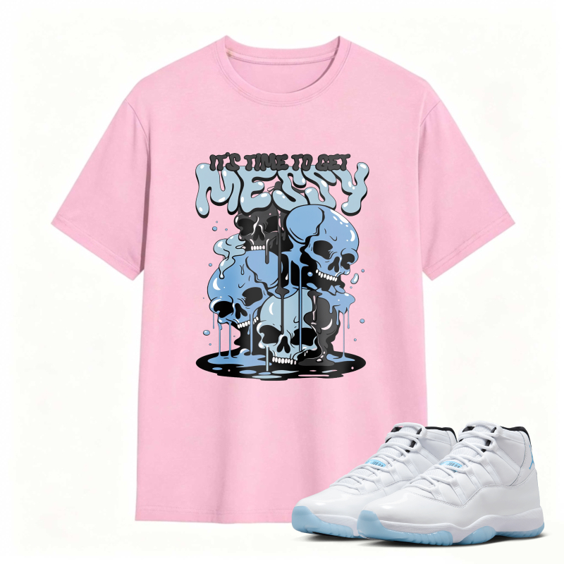 Skull And Dripping Blue Design Shirt To Match Air Jordan 11 White Legend Blue - Sneaker Match Shirt