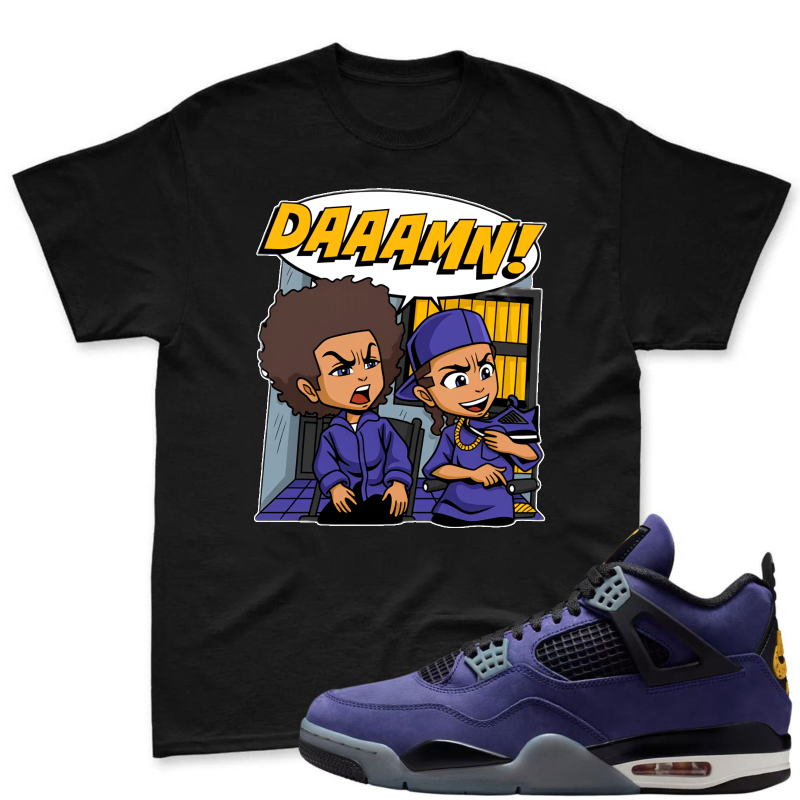 Cartoon Characters Daaamn Shirt To Match Jordan 4 Lakers Imperial Purple Sneaker Match Shirt