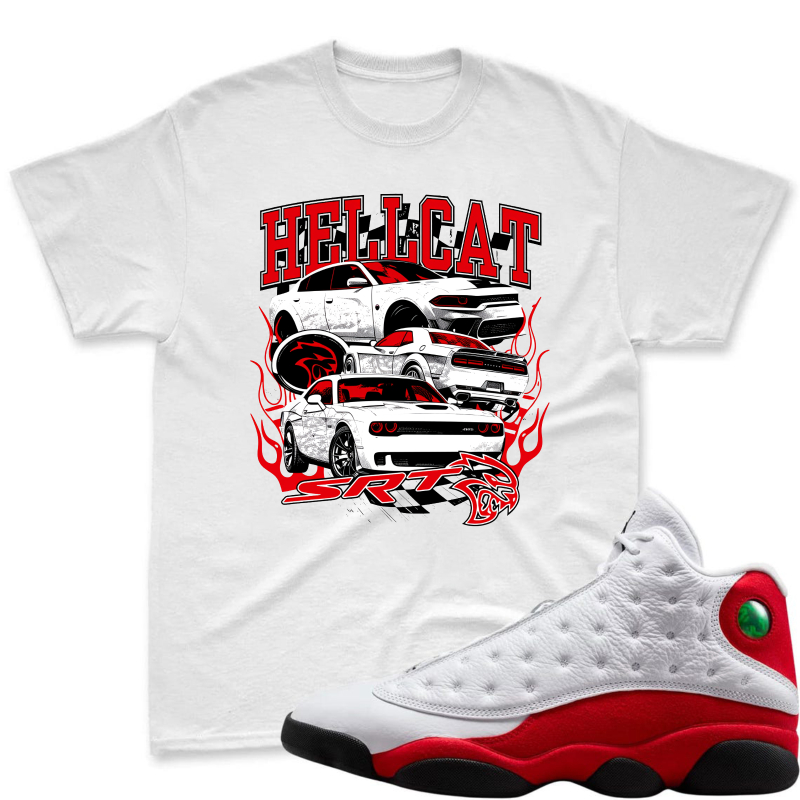Hellcat Srt Car Design Shirt To Match Air Jordan 13 Chicago - Sneaker Match Shirt