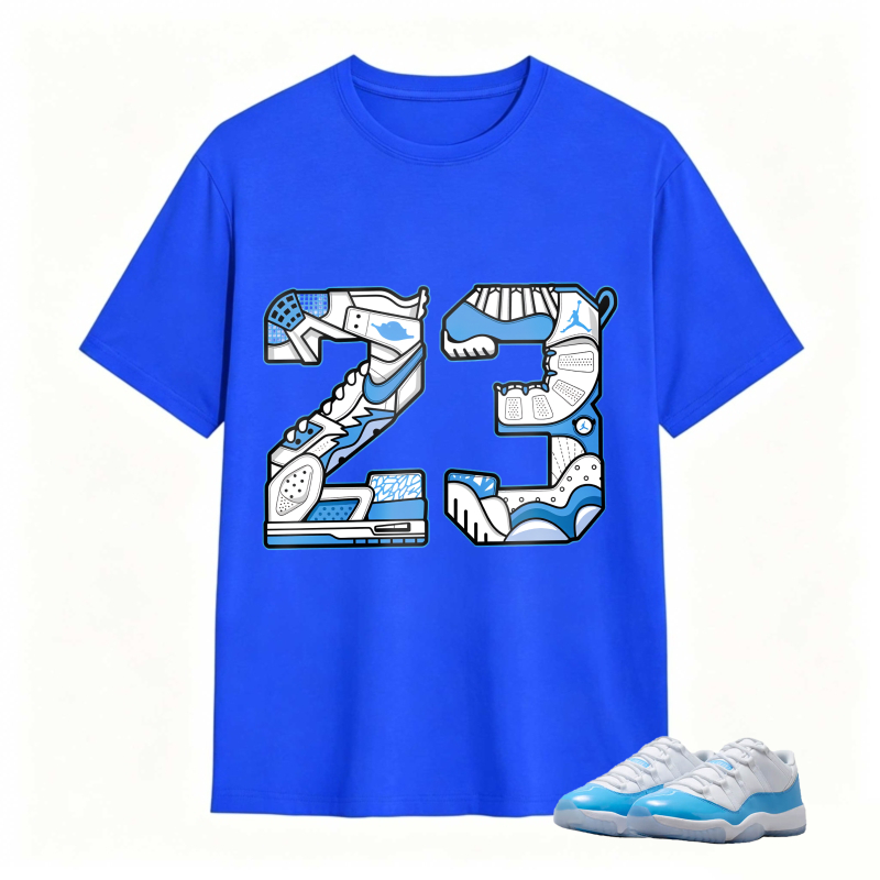 Number 23 With Jordan 11 University Blue Sneaker Design Shirt To Match Jordan 11 University Blue - Sneaker Match Shirt