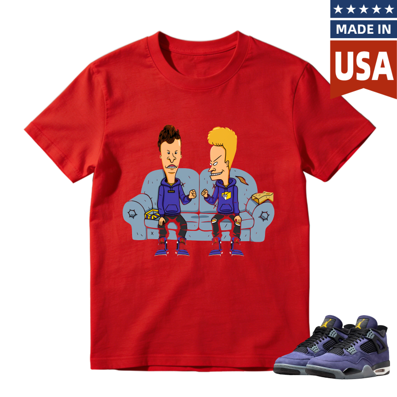 Beavis And Butthead On Couch Shirt To Match Jordan 4 Lakers Imperial Purple - Sneaker Match Shirt