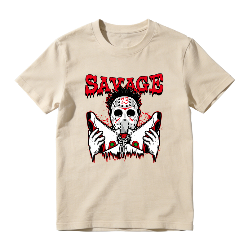 Savage Hockey Mask With Blood Splatter And Jordan 13 Shoes Shirt To Match Air Jordan 13 Chicago - Sneaker Match Shirt