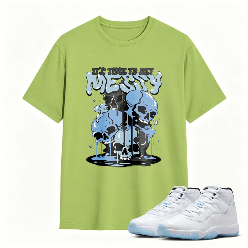 Skull And Dripping Blue Design Shirt To Match Air Jordan 11 White Legend Blue - Sneaker Match Shirt