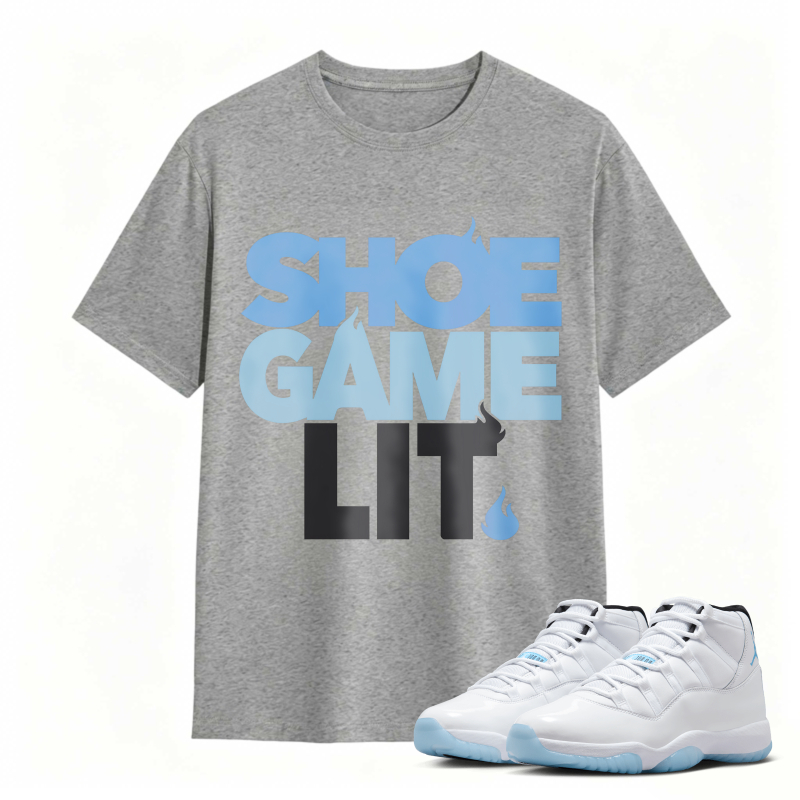 Shoe Game Lit Shirt To Match Air Jordan 11 White Legend Blue Sneaker Match Shirt