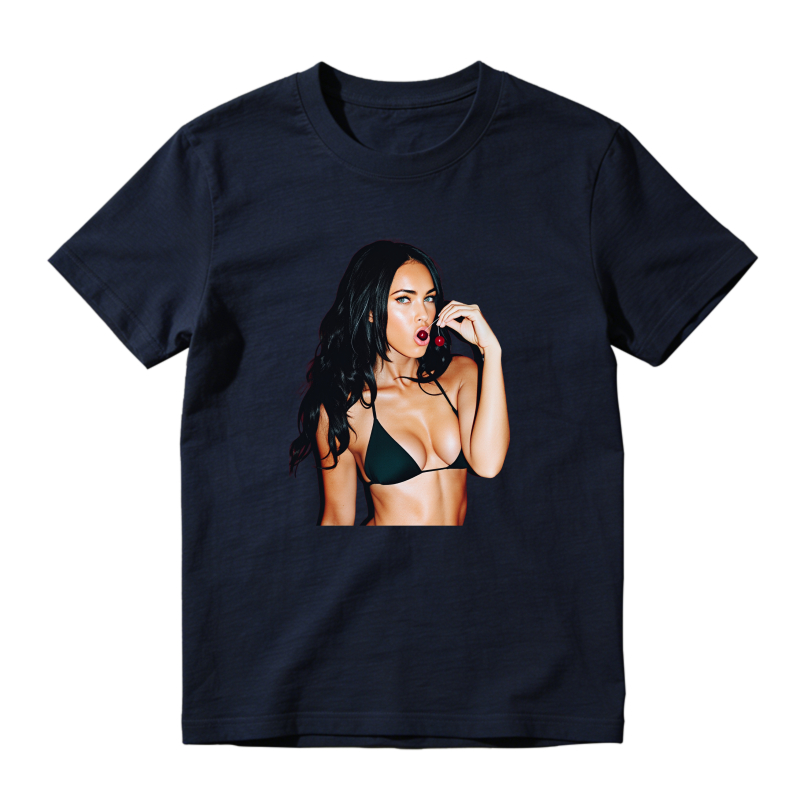 Woman In Bikini Holding Cherry Shirt To Match Air Jordan 13 Chicago - Sneaker Match Shirt