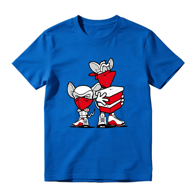 Cartoon Mice With Red Masks And Shoes Shirt To Match Air Jordan 13 Chicago Sneaker Match Shirt