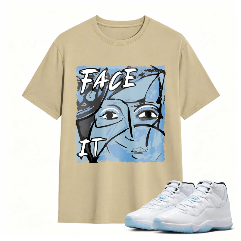 Face It Art Design Shirt To Match Air Jordan 11 White Legend Blue - Sneaker Match Shirt