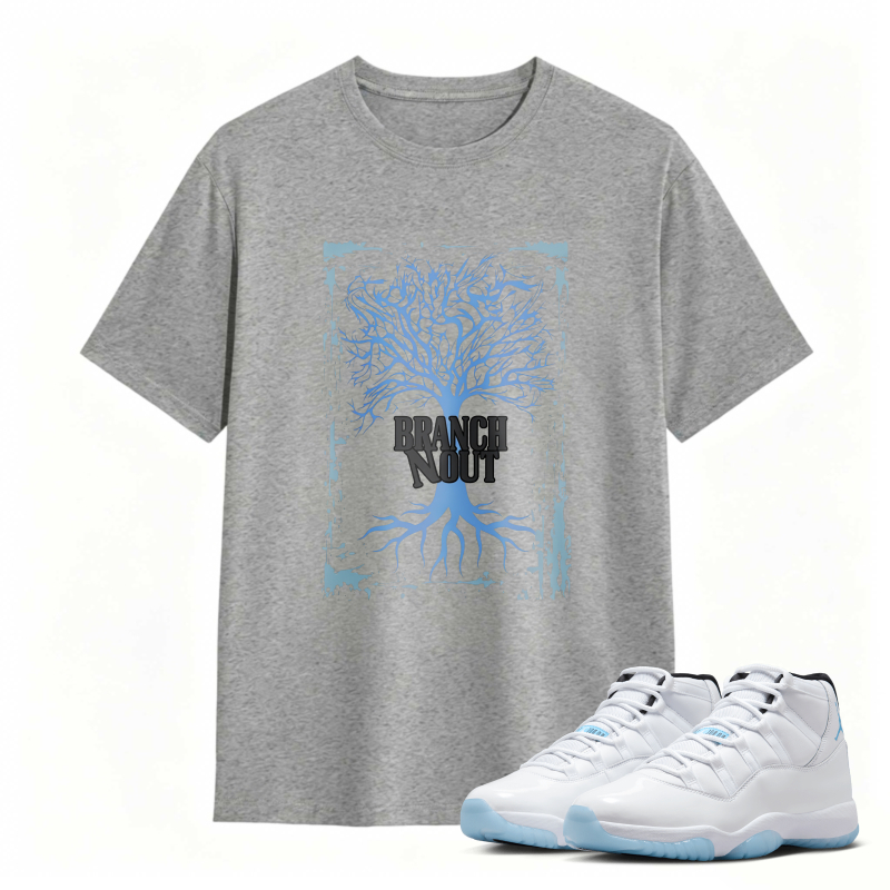 Tree Branch Roots Design Shirt To Match Air Jordan 11 White Legend Blue Sneaker Match Shirt