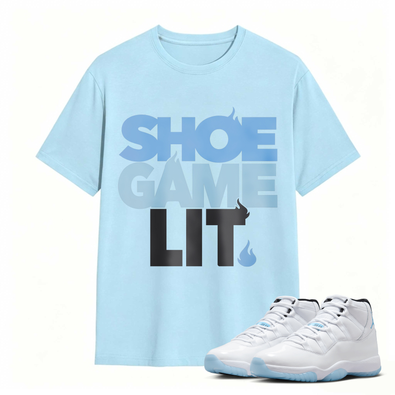 Shoe Game Lit Shirt To Match Air Jordan 11 White Legend Blue Sneaker Match Shirt