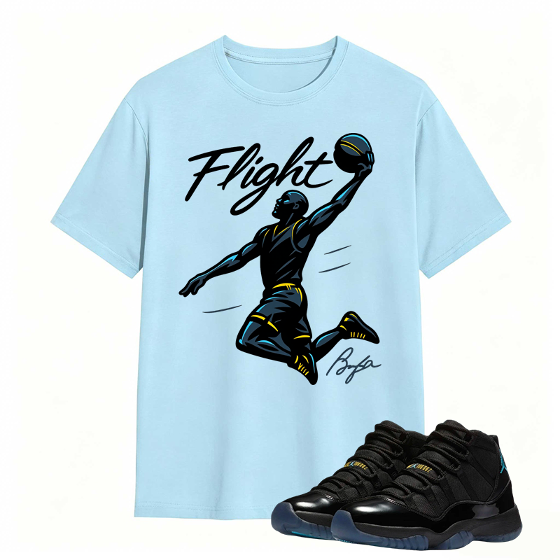 Flight Basketball Shirt Match Air Jordan 11 Gamma - Air Jordan 11 Gamma Blue Tee