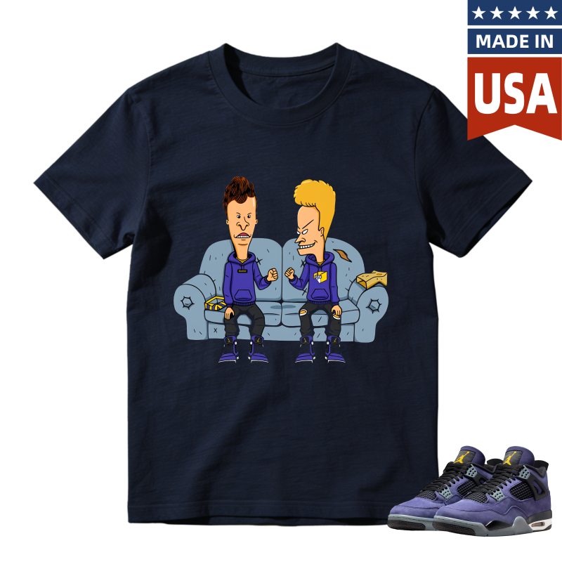 Beavis And Butthead On Couch Shirt To Match Jordan 4 Lakers Imperial Purple - Sneaker Match Shirt