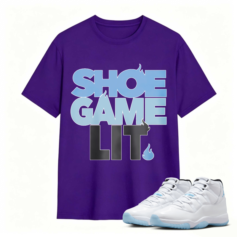 Shoe Game Lit Shirt To Match Air Jordan 11 White Legend Blue Sneaker Match Shirt