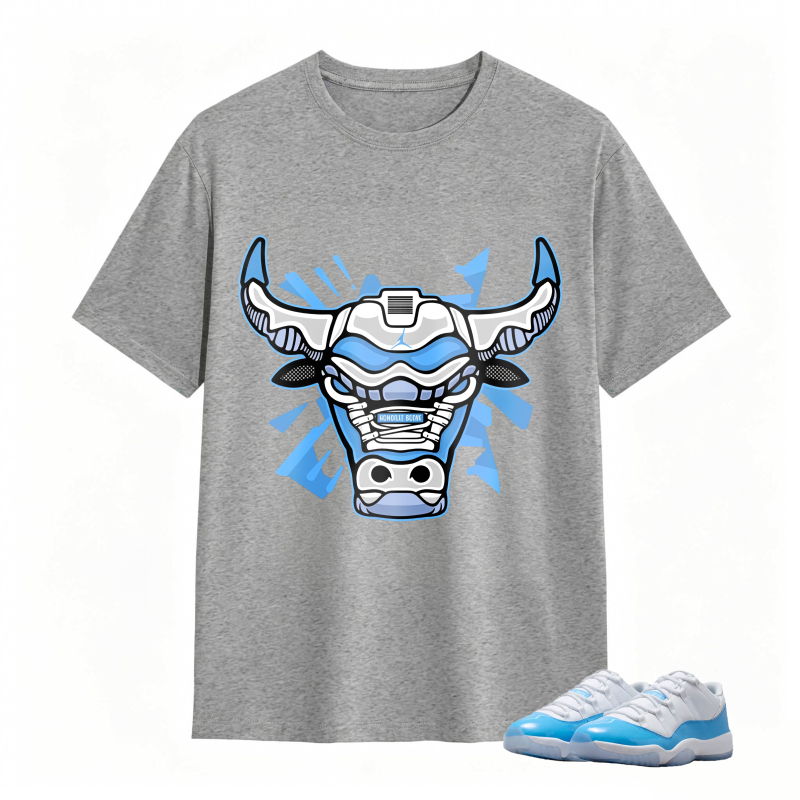 Bull Head With Blue And White Design Shirt To Match Jordan 11 University Blue Sneaker Match Shirt