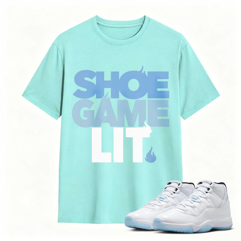 Shoe Game Lit Shirt To Match Air Jordan 11 White Legend Blue Sneaker Match Shirt