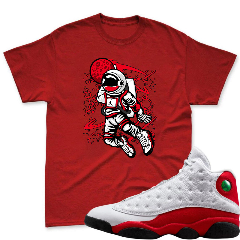 Astronaut With Red Planet And Space Elements Shirt To Match Air Jordan 13 Chicago - Sneaker Match Shirt