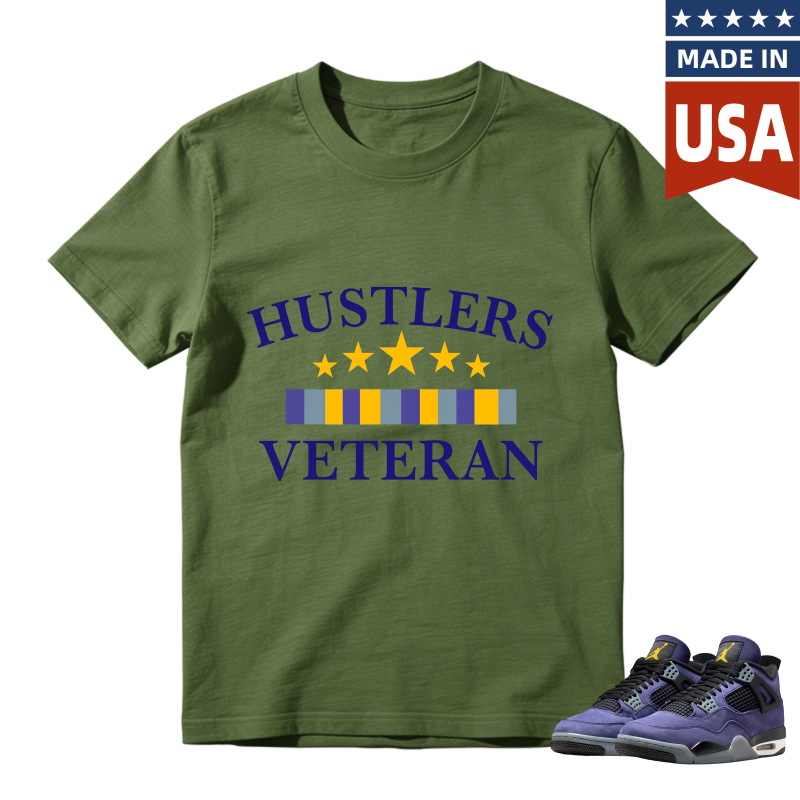 Hustlers Veteran With Stars And Stripes Shirt To Match Jordan 4 Lakers Imperial Purple - Sneaker Match Shirt