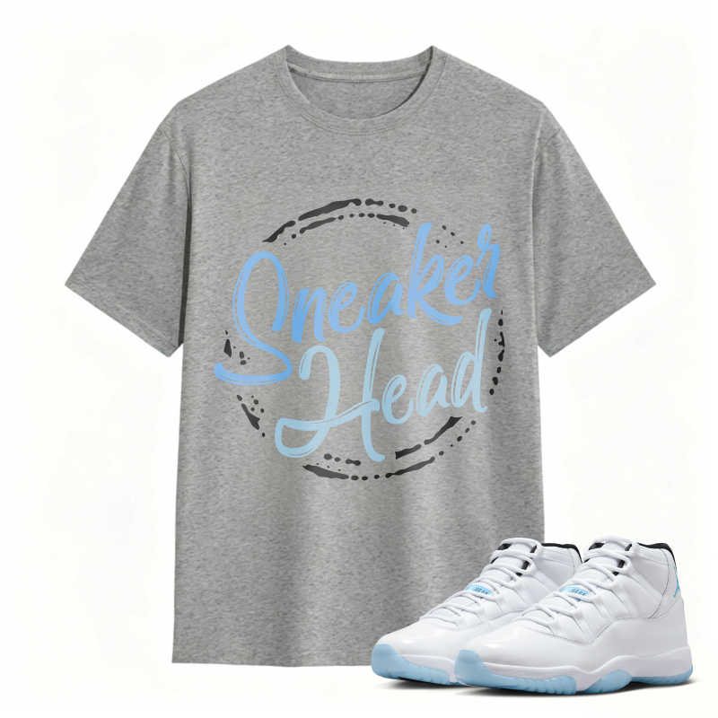 Sneaker Head Logo Shirt To Match Air Jordan 11 White Legend Blue - Sneaker Match Shirt