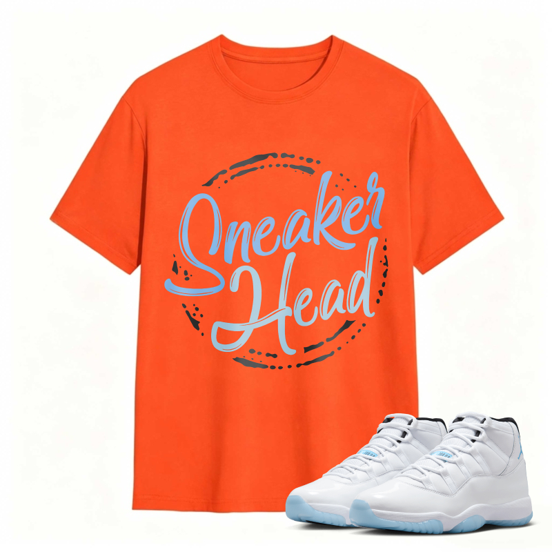 Sneaker Head Logo Shirt To Match Air Jordan 11 White Legend Blue - Sneaker Match Shirt