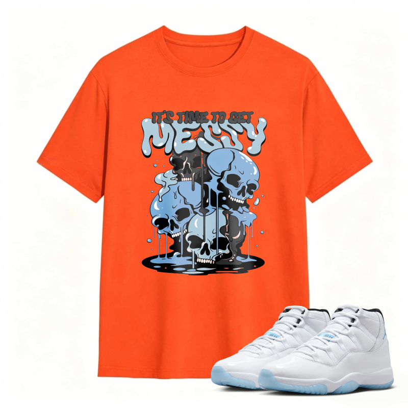 Skull And Dripping Blue Design Shirt To Match Air Jordan 11 White Legend Blue - Sneaker Match Shirt