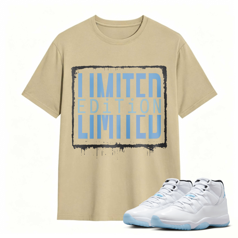 Limited Edition Text Design Shirt To Match Air Jordan 11 White Legend Blue - Sneaker Match Shirt