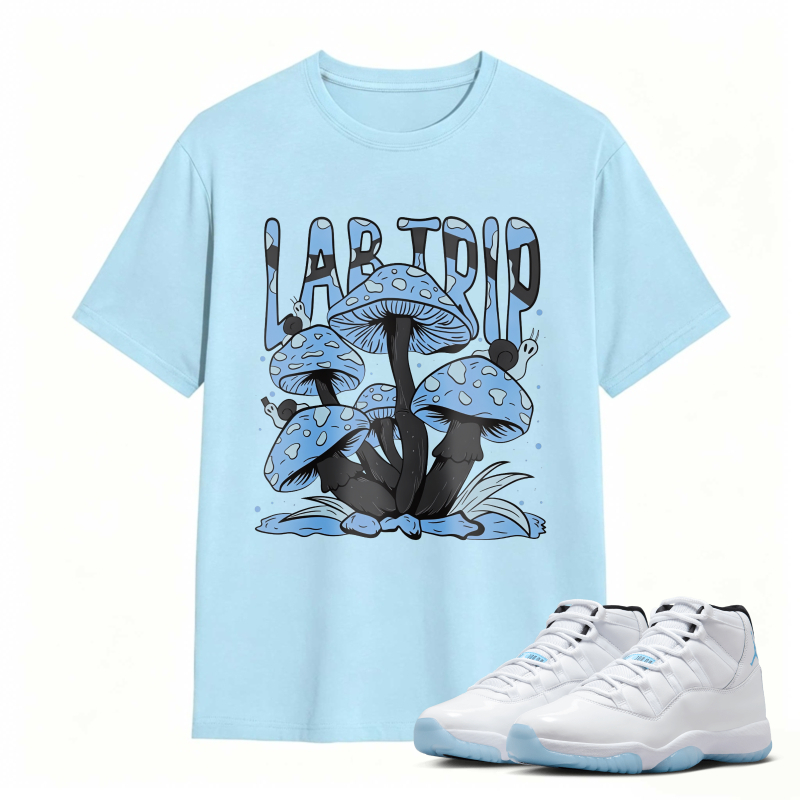 Mushroom Lab Trip Graphic Shirt to Match Air Jordan 11 White Legend Blue - Sneaker Match Shirt