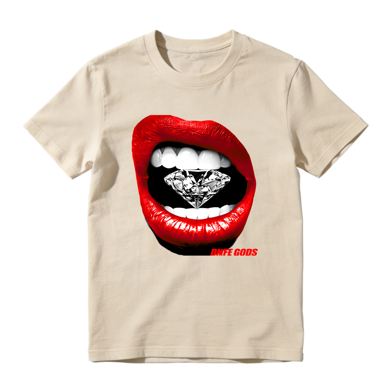 Red Lips With Diamond Teeth Pattern Shirt To Match Air Jordan 13 Chicago - Sneaker Match Shirt