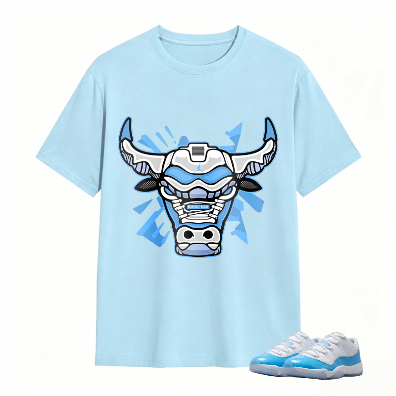 Bull Head With Blue And White Design Shirt To Match Jordan 11 University Blue Sneaker Match Shirt