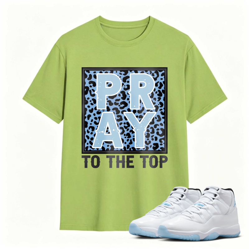Pray To The Top Leopard Print Shirt To Match Air Jordan 11 White Legend Blue Sneaker Match Shirt