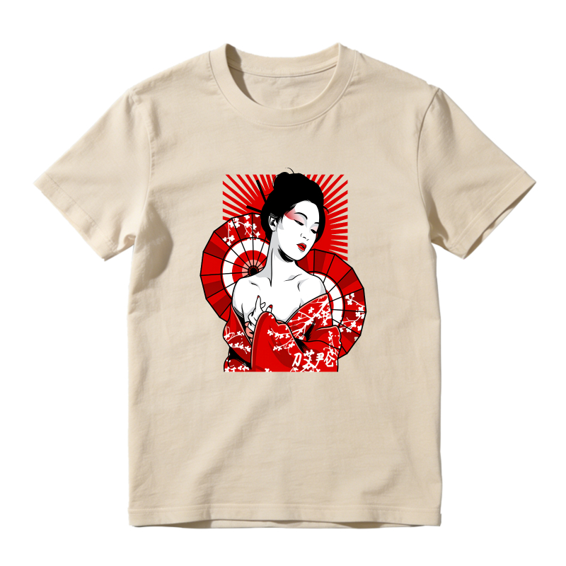 Geisha With Red Fan And Cherry Blossoms Shirt To Match Air Jordan 13 Chicago - Sneaker Match Shirt