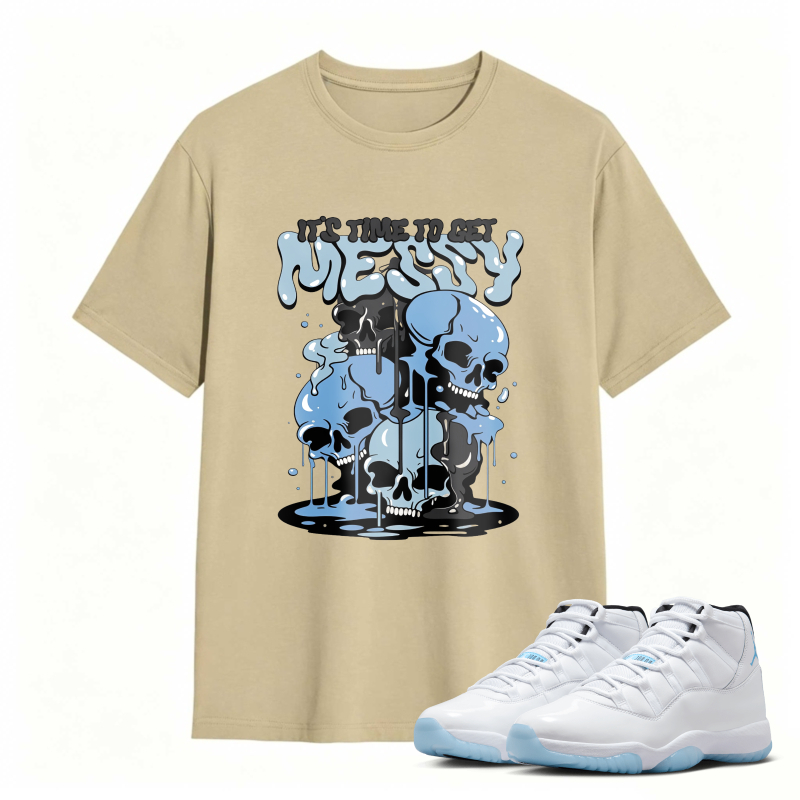 Skull And Dripping Blue Design Shirt To Match Air Jordan 11 White Legend Blue - Sneaker Match Shirt