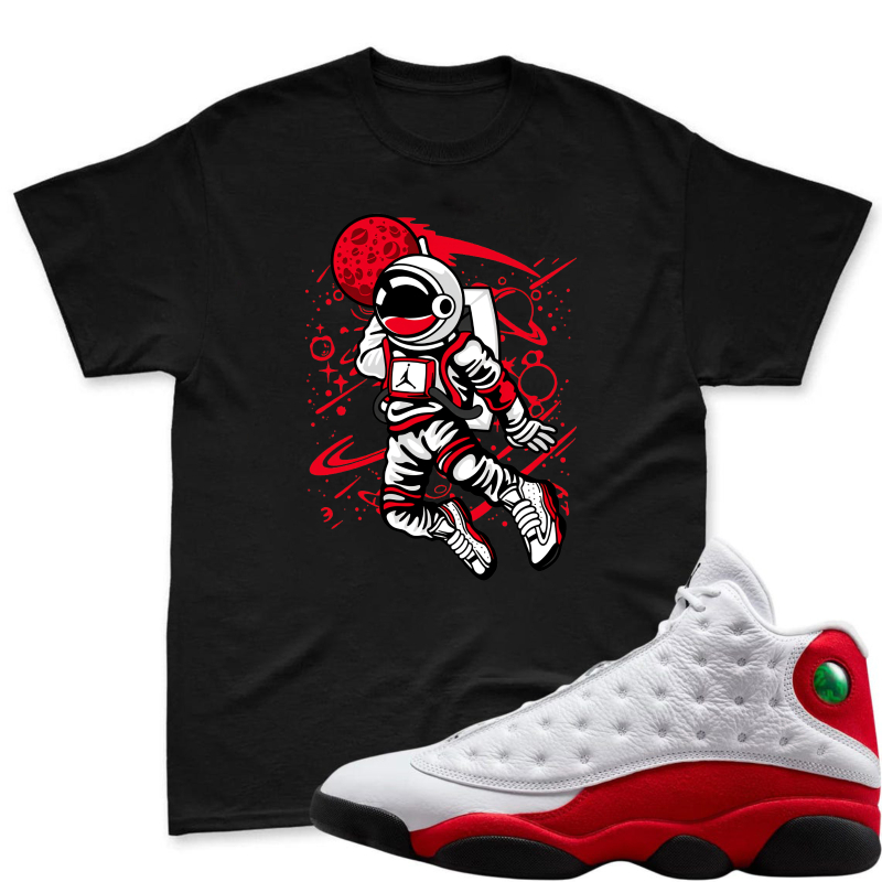 Astronaut With Red Planet And Space Elements Shirt To Match Air Jordan 13 Chicago - Sneaker Match Shirt