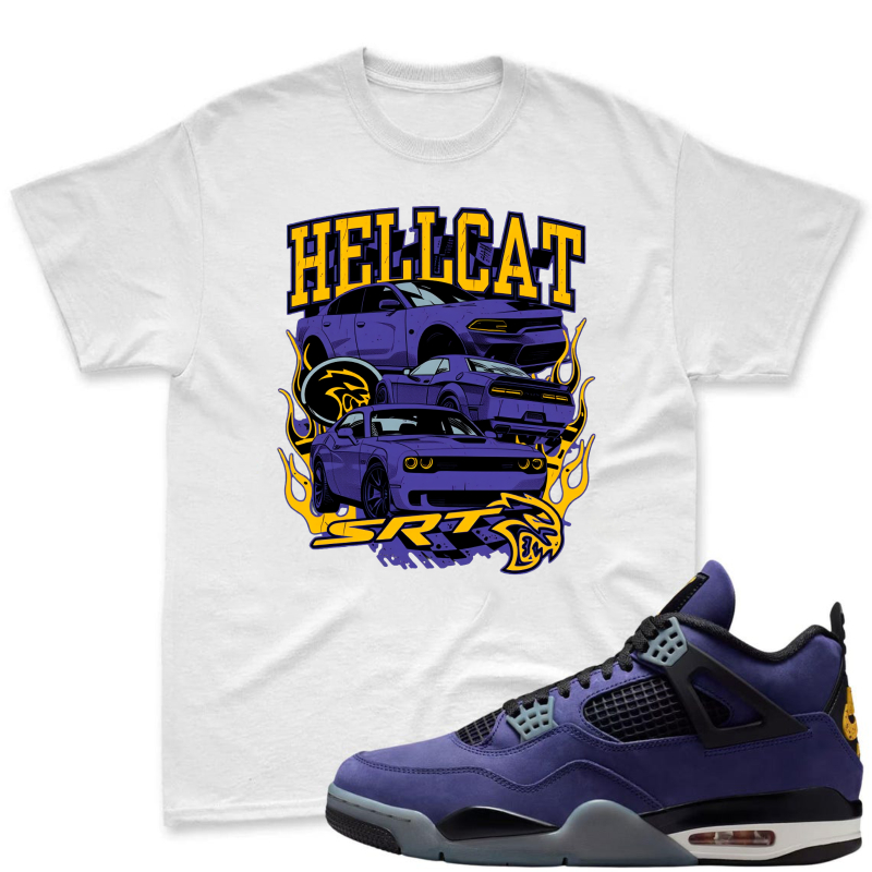 Hellcat Srt Car Graphic Shirt To Match Jordan 4 Lakers Imperial Purple Sneaker Match Shirt