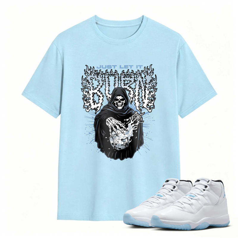 Grim Reaper With Skull And Wings Design Shirt To Match Air Jordan 11 White Legend Blue - Sneaker Match Shirt
