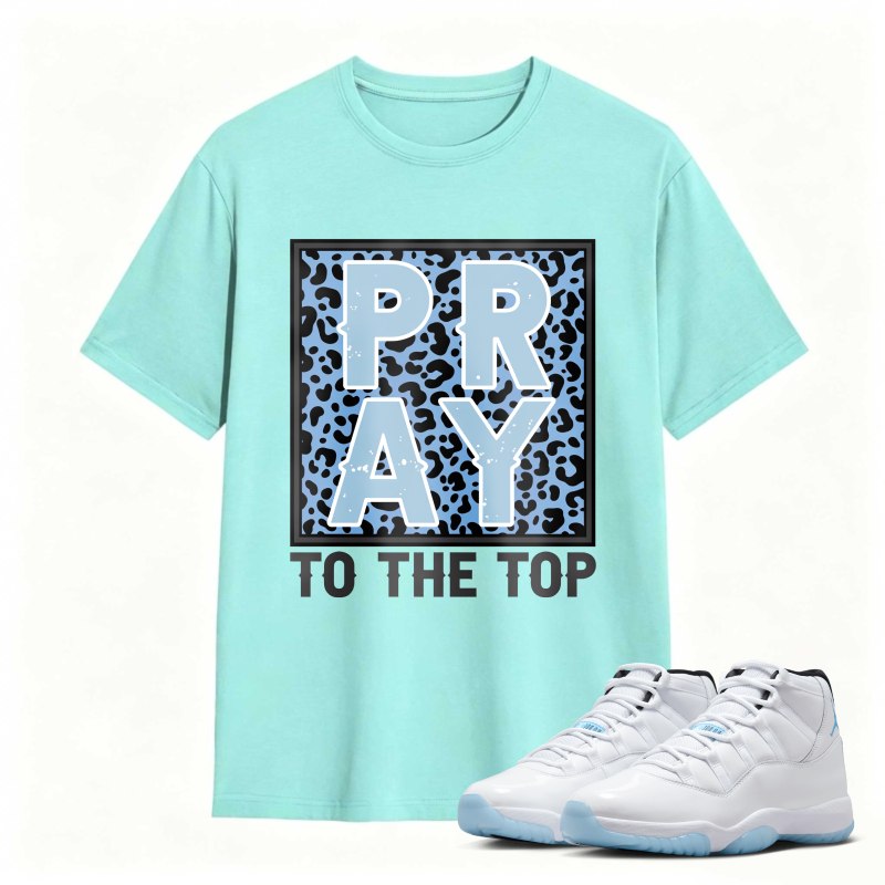 Pray To The Top Leopard Print Shirt To Match Air Jordan 11 White Legend Blue Sneaker Match Shirt
