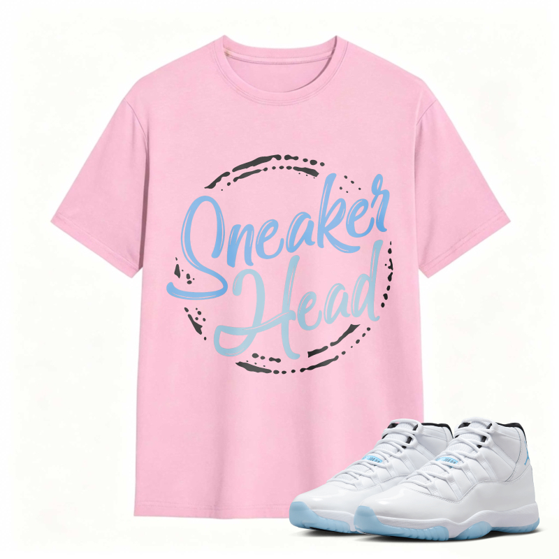 Sneaker Head Logo Shirt To Match Air Jordan 11 White Legend Blue - Sneaker Match Shirt