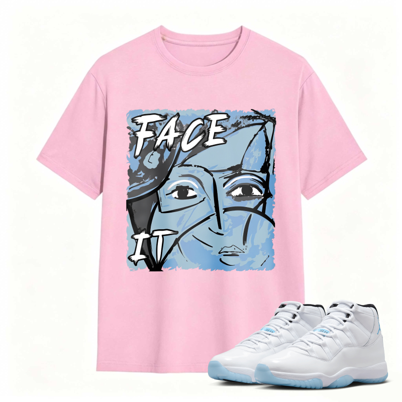 Face It Art Design Shirt To Match Air Jordan 11 White Legend Blue - Sneaker Match Shirt
