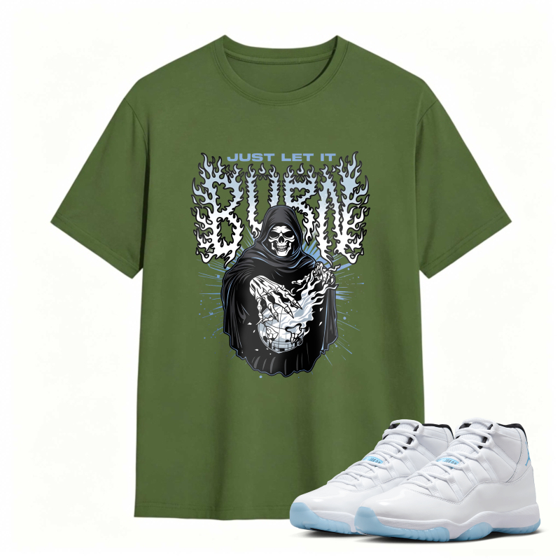 Grim Reaper With Skull And Wings Design Shirt To Match Air Jordan 11 White Legend Blue - Sneaker Match Shirt
