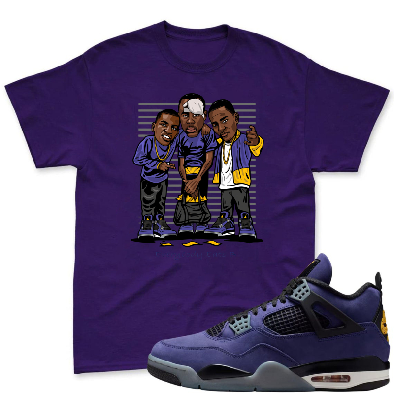 Cartoon Lakers Players Shirt to Match Jordan 4 Lakers Imperial Purple - Sneaker Match Shirt