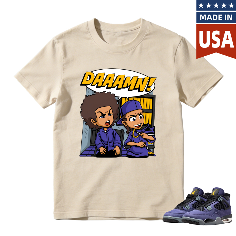 Cartoon Characters Daaamn Shirt To Match Jordan 4 Lakers Imperial Purple Sneaker Match Shirt