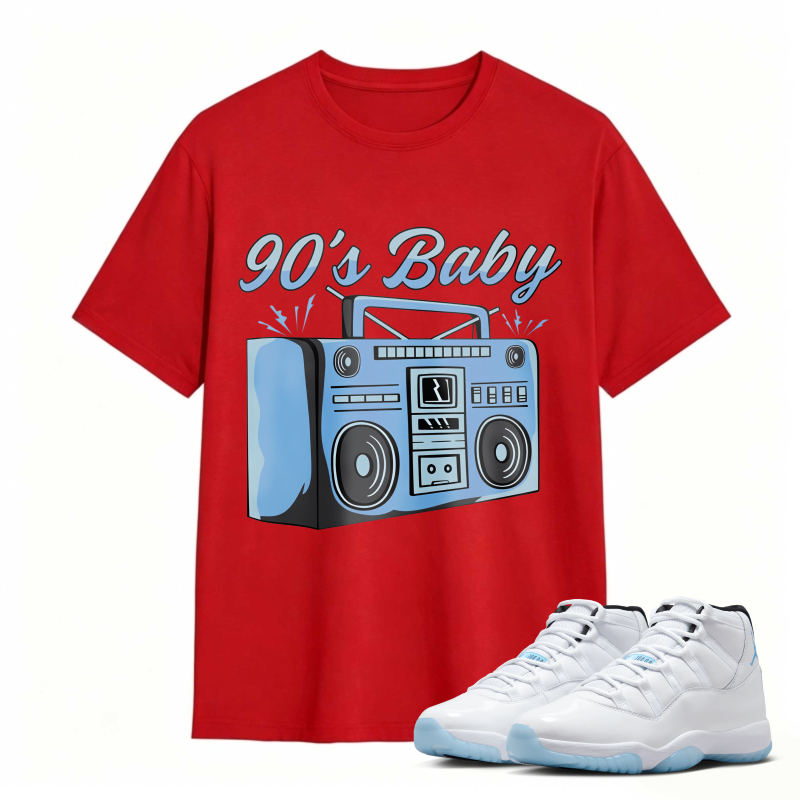 90s Baby Boombox Graphic Shirt to Match Air Jordan 11 White Legend Blue - Sneaker Match Shirt