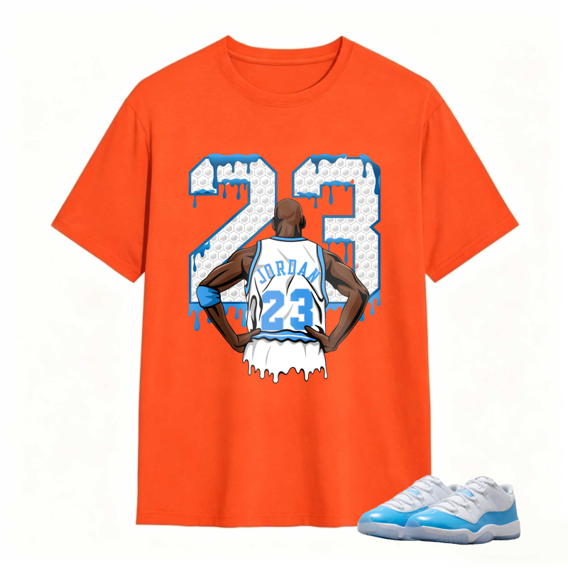 Michael Jordan 23 Dripping Number Back View Shirt To Match Jordan 11 University Blue Sneaker Match Shirt