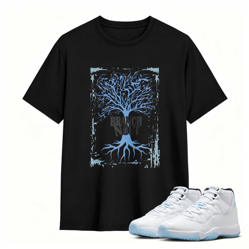 Tree Branch Roots Design Shirt To Match Air Jordan 11 White Legend Blue Sneaker Match Shirt
