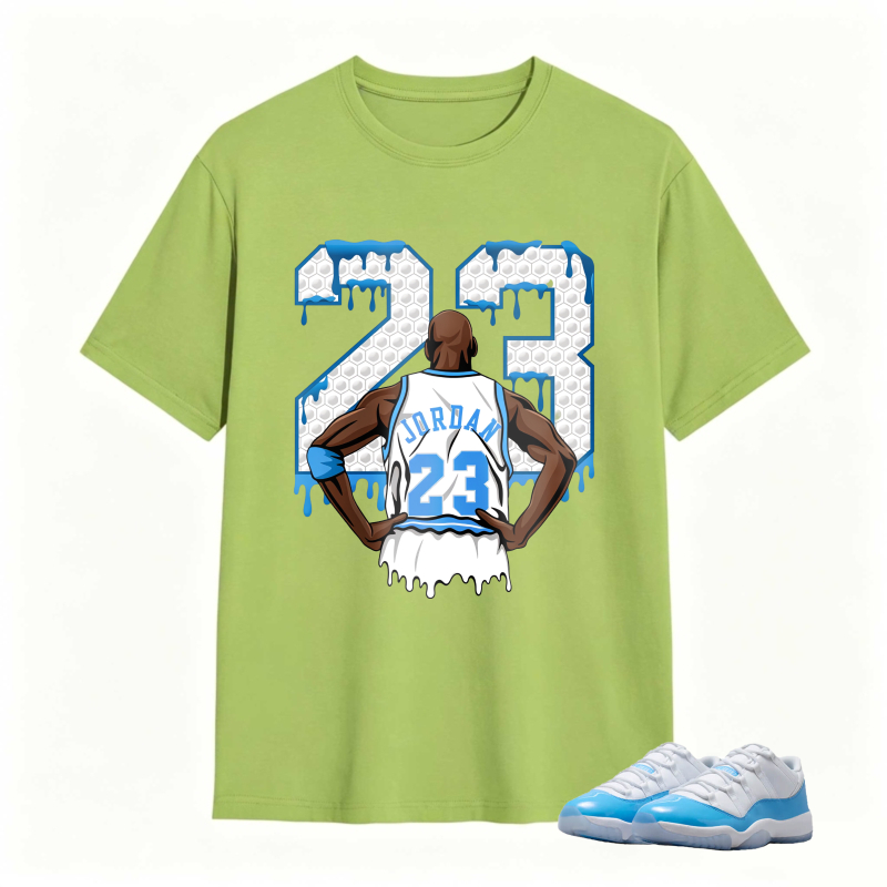 Michael Jordan 23 Dripping Number Back View Shirt To Match Jordan 11 University Blue Sneaker Match Shirt