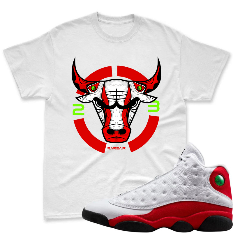 Bulls Logo With Red And Green Accents Shirt To Match Air Jordan 13 Chicago - Sneaker Match Shirt